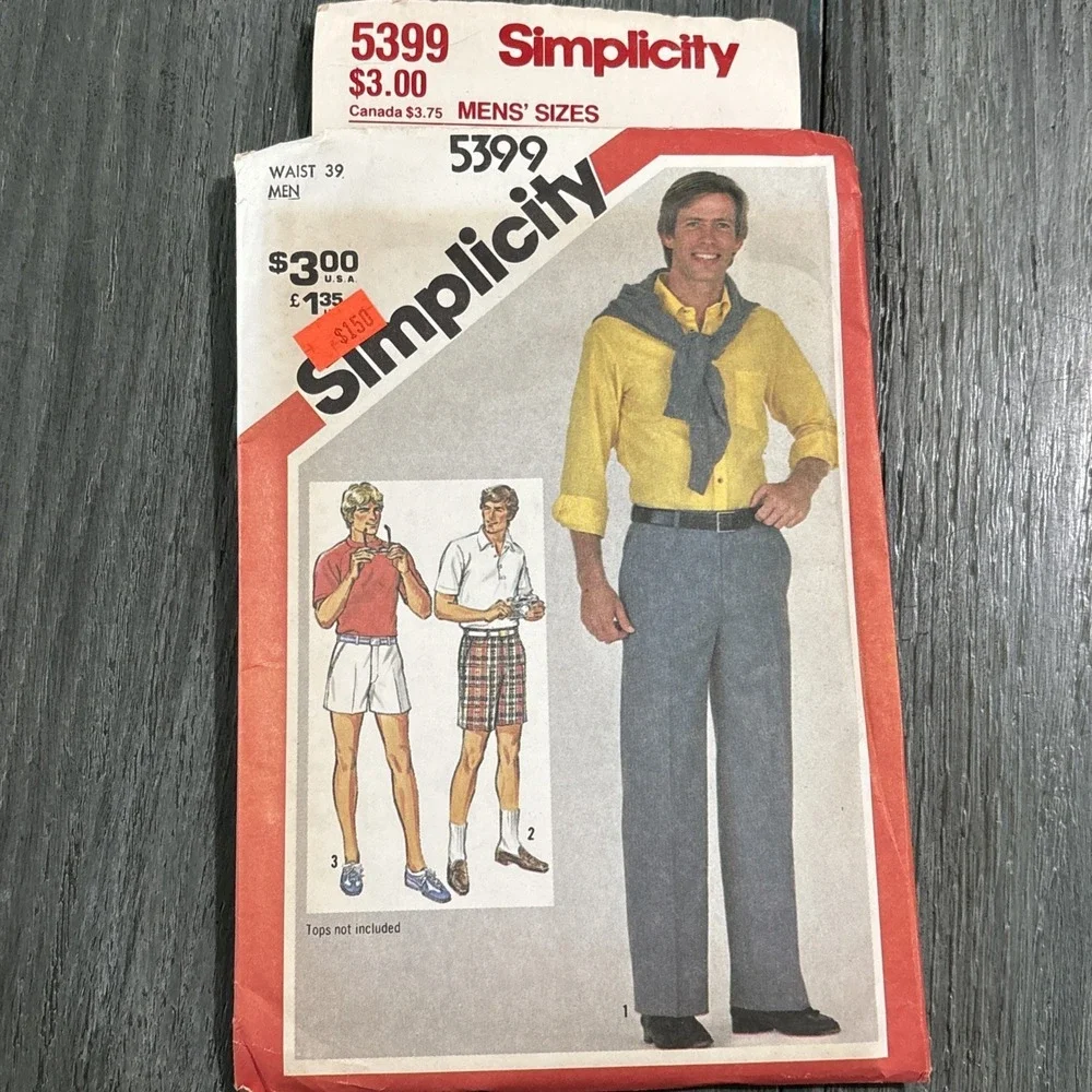Pants Shorts Sewing Pattern Men's Size 39 Simplicity 3 Lengths Vtg 5399 Uncut